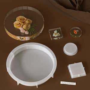 Round Tray River Desktop Small Round And Square Coaster Epoxy <b>Resin</b> <b>Silicone</b> Mold - Product Image 1