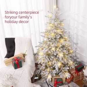 Albero di Natale Artificiale Preilluminato con Luci LED Bianco Caldo, 150 cm, 931 Rami, Base in Metallo Pieghevole, Effetto Neve, Realistico - Product Image 5