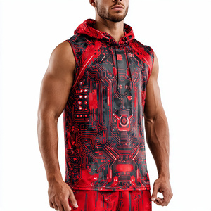 Débardeur à capuche sans manches pour homme, coupe ajustée, sublimation, vêtement de fitness, gilet de musculation, OEM, haute qualité - Product Image 4