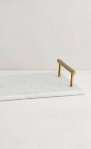 Wholesale Luxury White Marble <b>Serving</b> <b>Tray</b> Bulk Hotel Platter with Elegant <b>Gold</b> Metal Handles and Modern Rectangular Design - Product Image 6
