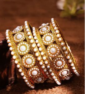 Women's Ethnic Inspired Traditional Gold Plated Brass Bangles Crystal Rhinestone Elegant Design Wedding Anniversary Fashion - Product Image 2