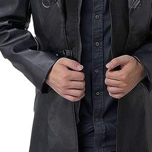 Chaqueta de Cuero Negra Personalizada, Abrigo Largo de Cuero, Nuevo Diseño de Moda, Abrigo de Cuero de Alta Calidad para Hombre - Product Image 4