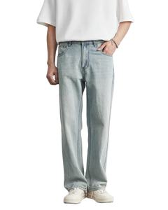 2025 nueva tendencia Retro lavado cintura media pantalones vaqueros holgados hombres pantalones vaqueros holgados Casual Streetwear de gran tamaño recto de moda - Product Image 1