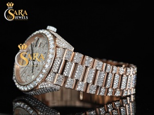 Reloj de estilo Hip Hop de moda de lujo de alta calidad automático Iced VVS Moissanite Diamond 38mm mecánico completo diamante antiguo - Product Image 5