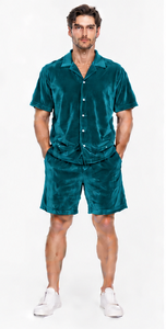 soft velour <b>shirt</b> shorts summer combination relaxed fit breathable material wholesale unisex <b>velvet</b> <b>shirt</b> and short casual - Product Image 6