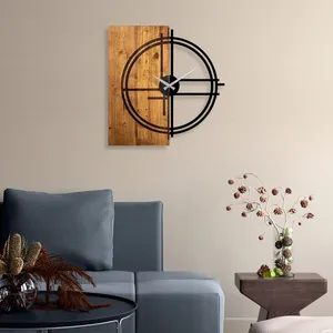 Minimalist Wooden <b>Wall</b> Clock Abstract Geometric Design Circular Hanging Decorative Art Piece - Product Image 3