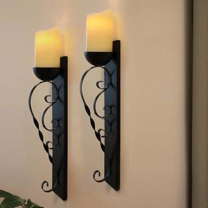 Elegante Juego de Candelabros de Pared de Metal Negro, Diseño Clásico con Motivos Curvos, Construcción Robusta, Luz Ambiental Suave, Perfecto para Decoración Moderna del Hogar - Product Image 6