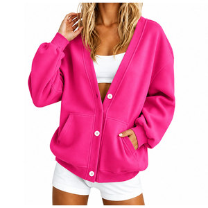 เสื้อคลุมคาร์ดิแกนลำลองสำหรับผู้หญิงมืออาชีพ แขนยาว คอวี ผ้าโพลีเอสเตอร์/คอตตอน ปักลายถัก ทอแน่น ไม่ยับ - Product Image 3