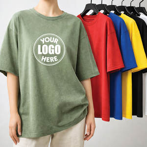 Camisetas de 380 g/m² con lavado ácido para mujer, transpirables, personalizadas OEM, informales, de corte holgado, lisas, al por mayor - Product Image 2