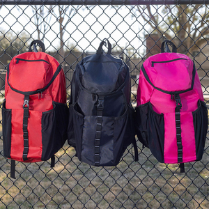 Sac à dos de sport rouge pour basketball avec sangle porte-ballon, poches latérales en maille, durable, haute qualité, robuste, personnalisable - Product Image 2