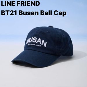 Gorra de béisbol LINE FRIEND BT21 Busan, azul marino, texto bordado, talla adulto - Product Image 1