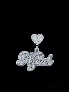 Pendentif personnalisé en moissanite, bijoux hip-hop en argent sterling sertis de pierres, cadeau pour lui - Product Image 1