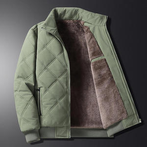 Blouson Bomber matelassé imperméable pour homme, doublure Sherpa, col montant, fermeture éclair, hiver, décontracté, rembourrage épais en polyester - Product Image 1