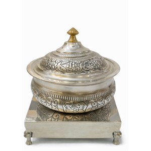 Cuenco para servir hecho a mano en plata antigua o plateada. - Product Image 1