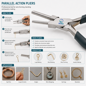 Alicates de acción paralela para dar forma redonda y plana, alicates profesionales para doblar alambre de joyería, herramienta manual de precisión de acero inoxidable - Product Image 3