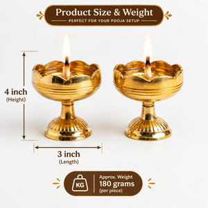 Brass Diya Pair Oil Lamps for Puja <b>Home</b> Temple <b>Decor</b> Diwali Festival Traditional <b>Indian</b> Handmade Brass Decorative Lamps Exporter - Product Image 5