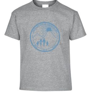 เสื้อยืดแขนสั้นลายกราฟิกสำหรับเด็กเฮเทอร์ เกรย์สีน้ำเงินพิมพ์ลายรอบคอกลมลำลองน้ำหนักเบาเสื้อยืดแฟชั่นสำหรับทุกวัน - Product Image 1