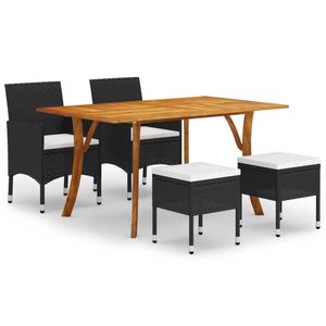 Juego de Comedor de Madera de Acacia Sólida de Durabilidad Media, Color Negro, para Jardín - Product Image 2