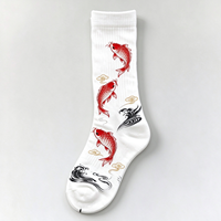 Chaussettes mi-mollet personnalisées avec logo imprimé carpe Koi, pour hommes et femmes, motif poisson porte-bonheur chinois, en coton, style Harajuku, mode urbaine, OEM ODM