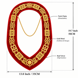 Chaîne de collier en or pour Maître Maçon de Loge Rouge, Bijou de Maître Vénérable, Tissu de haute qualité avec collier à chaîne - Product Image 6