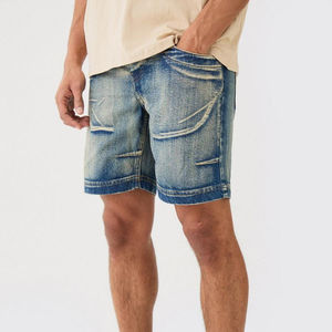Pantalones Cortos de Mezclilla para Hombre OEM ODM, Ligeros, de Mezcla de Algodón, Bordados, de Cintura Media, Rectos, Transpirables, Estilo Hip Hop - Product Image 3