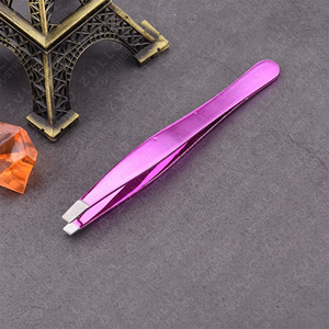 Premium Purple Stainless Steel Slant Tip Eyebrow Tweezers Custom Beauty Grooming <b>Tool</b> for Professional Use - Product Image 4