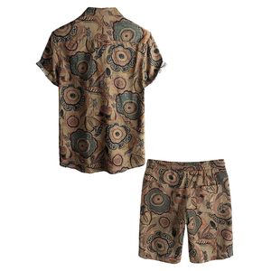 Ensemble d'été 2 pièces pour homme, streetwear imprimé sur mesure, sérigraphie, t-shirt à manches courtes respirant, short en tricot, polyester/coton - Product Image 2