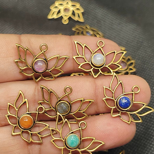 Conectores de Latón con Piedras Preciosas para Colgantes de Boda con Gemas Mixtas - Product Image 1