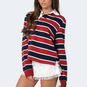 Fashion Contrast <b>Striped</b> <b>Long</b> <b>Sleeve</b> Tops Women's Patchwork <b>Shirts</b> - Product Image 3