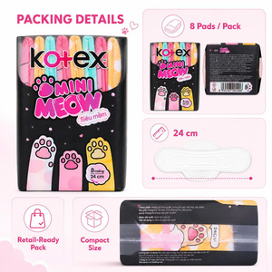 Serviettes hygiéniques Kotex Mini Meow Super Soft 24 cm |   Produits d'hygiène féminine haut de gamme - Product Image 5