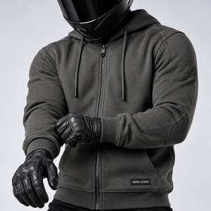 เสื้อแจ็คเก็ตหนัง Manwa Leathers สำหรับผู้ชาย สีกากี มีซิป ฮู้ด แขนยาว เหมาะสำหรับฤดูใบไม้ร่วง สไตล์นักขี่มอเตอร์ไซค์ - Product Image 2