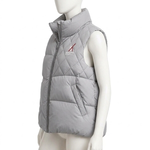 Gilet matelassé léger sans manches à col montant et fermeture éclair intégrale pour femme, en tricot, écologique, respirant, 100 % coton, chaud - Product Image 4