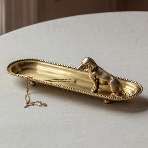 Bandeja de Lujo Dorada para Adornos de Animales – Soporte Decorativo para Joyas con Patas de Pato, Corona de Rana y Perro, para Decoración del Hogar y Regalos - Product Image 3
