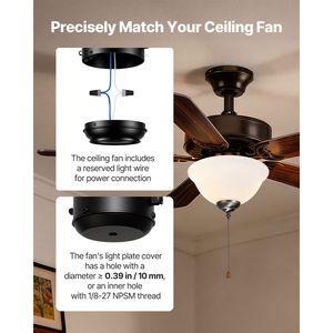Kit d'éclairage de ventilateur de plafond avec ampoules LED en forme de bol de 750 lm 3000 K, luminaire de remplacement à chaîne pour salon, 2 ampoules LED incluses - Product Image 3