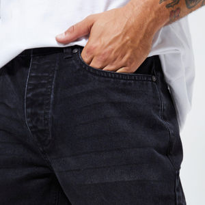 Collection de jeans en denim pour hommes, style cargo bleu multi-poches et coupe droite slim fit délavée foncée, pantalons décontractés en coton tendance - Product Image 3