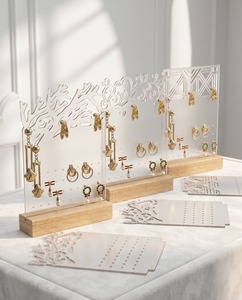 Acrylic Earrings Display Stand with Wooden Base Portable Customizable Color & OEM Design for Jewelry Display - Product Image 4