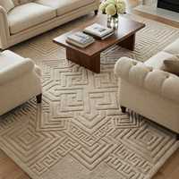 Luxury Modern Eco-Friendly Hand Knotted New Zealand Wool Medium Pile Geometric Persian Area Rug