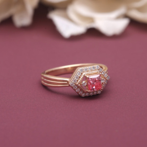 Bague de fiançailles en argent sterling 925 massif avec halo hexagonal de diamants roses cultivés en laboratoire certifiés IGI, coupe princesse, pour femmes - Product Image 3