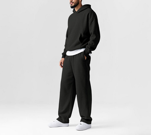 Ensemble de survêtement pour homme 2 pièces, sweat-shirt et pantalon de survêtement décontractés, ensemble streetwear surdimensionné, survêtement d'hiver chaud, tenue de sport - Product Image 4