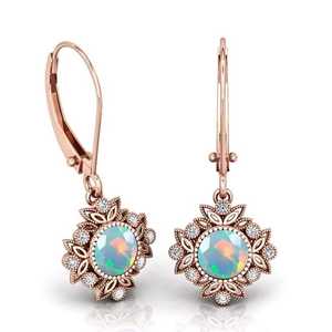 Boucles d'oreilles pendantes opale en argent sterling 925 plaqué or 14 carats, style Art Déco, bijoux pour femmes - Product Image 5