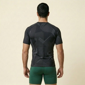 <b>Custom</b> Mens Muscle Fit <b>Compression</b> <b>Shirt</b> Half Sleeve Active Sportswear Gym Workout Training Performance Top - Product Image 2
