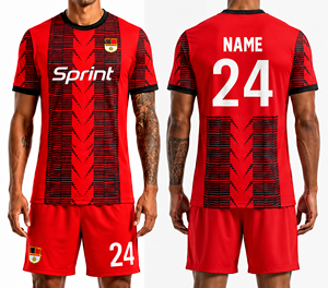 Camiseta de Fútbol para Hombre Sprint, Roja y Negra a Rayas, Cuello Redondo, Manga Corta, Poliéster que Absorbe la Humedad - Product Image 2