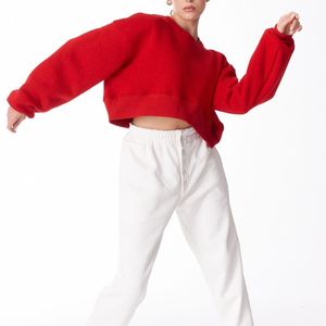 เสื้อฮู้ดโยคะผ้าฝ้ายแบบครอปสำหรับผู้หญิงสั่งทำขายส่ง พร้อมเชือกผูก ปรับไหล่ตกได้ ชุดเสื้อฮู้ดผ้าฟลีซสำหรับออกกำลังกายและเล่นกีฬา - Product Image 2