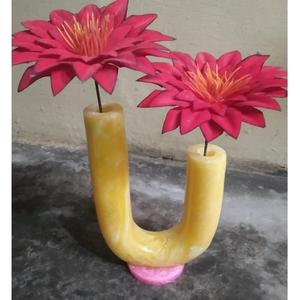 Luxury Modern Art Deco Dinosaur Designs Resin Floor Flower <b>Vase</b> in Round Shape Handmade <b>Red</b> Eco-Friendly Decorative Piece - Product Image 4