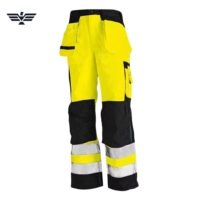 Pantaloni da Lavoro Unisex Alta Visibilità Riflettenti Traspiranti in Policotone Ripstop Multi Tasche Cargo Resistenti per Industria