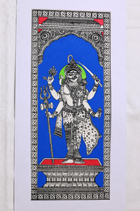 Cette peinture est une Ardhnarishwer Gauri Shankar Pattachitra, un art traditionnel, une décoration suspendue pour salon intérieur. - Product Image 1
