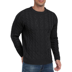 LEAFITS Men's Winter Viscose/Cotton Cable Knit <b>Pullover</b> <b>Sweater</b> Crew Neck Full Sleeve Standard Knitted Solid Color Warm Front - Product Image 2