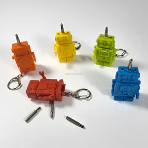 Cute Design Multi Metal Tool Set with LED Torch Plastic Robot Keychain