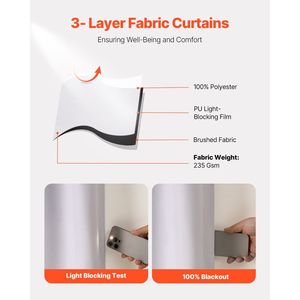 Set di 2 tende oscuranti 84 pollici di lunghezza 52 pollici ciascuna per camere da letto che migliorano la Privacy e il controllo della luce - Product Image 3