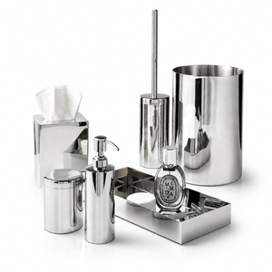 Stainless Steel <b>Bathroom</b> Accessories Set <b>Mirror</b> Polished <b>Chrome</b> Hotel Vanity Set Heavy Weight Sanitary Ware Hardware Supplier - Product Image 1